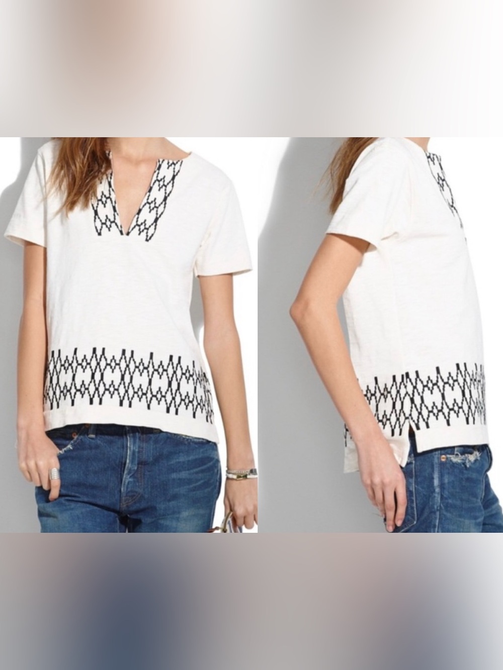 Embroidered V-Neck Women's Top